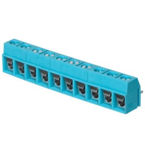 TB002V-500-10BE, Фиксированные клеммные колодки Terminal block, screw type, 5.00 , vertical, 10 poles, CUI Blue, slotted screw, PCB mount