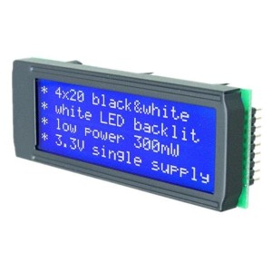EA DIP203B-4NLW, Модули сивольных ЖК-дисплеев и комплектующие 4x20 Blue/Wht LED Bklght SPI Infce