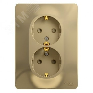 Розетка 2-м СП Glossa 16А IP20 с заземл. защ. шторки в сборе титан SE GSL000426