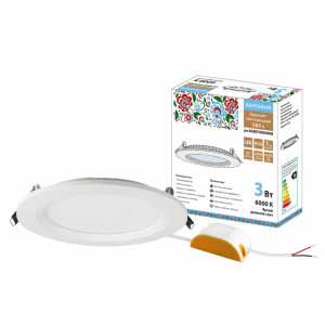 Светильник ультратонкий встраиваемый светодиодный "Даунлайт НАРОДНЫЙ" СВО п (белый) 3Вт 6000К SQ0329-0524