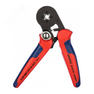 Ручной обжимник KN-975304, Обжимной инструмент для опрессовки гильз и наконечников с получением четырехгранного профиля, кабель сечением от 0.08 до 16мм2, с многокомпонентными рукоятками, длина 180мм