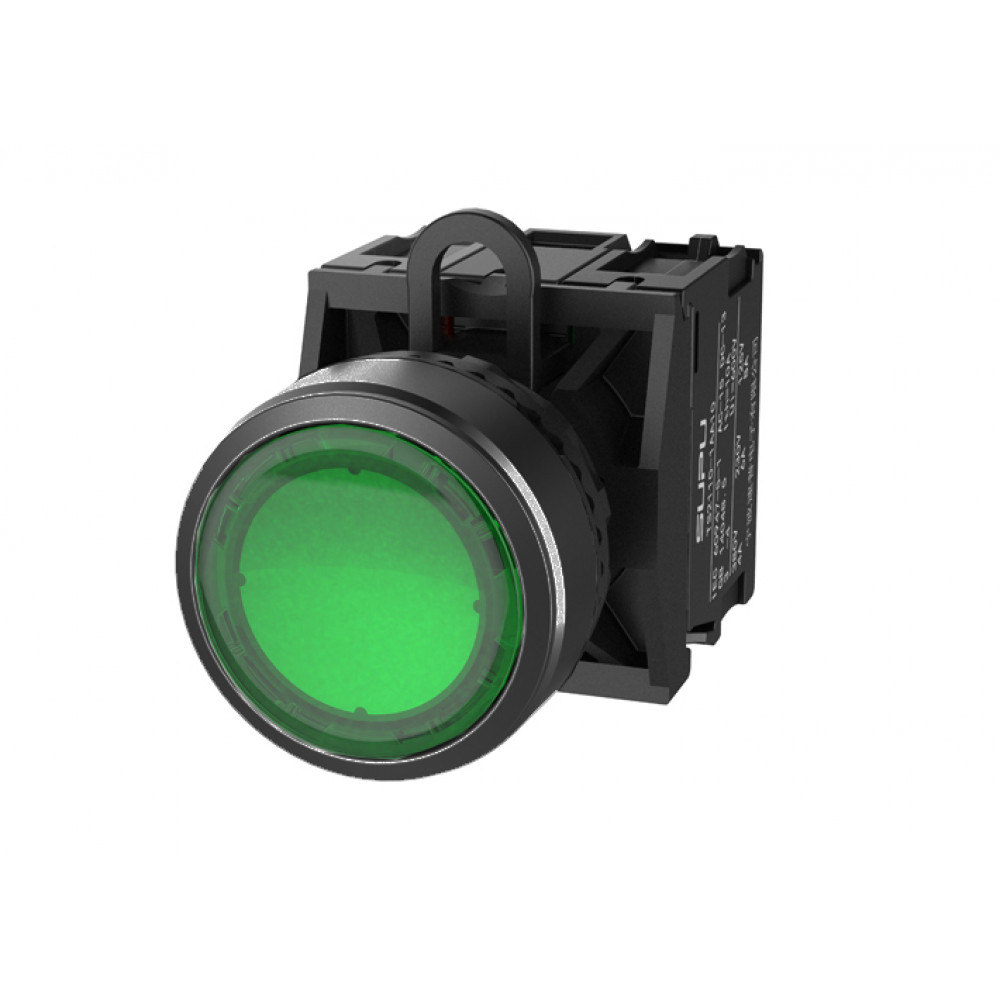 Изображение товара Кнопка плоская круглая зеленая TS2011-0AM20 с подсветкой диаметр 29,5 мм