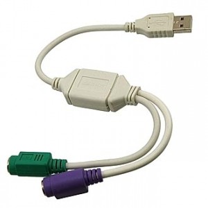 ML-A-040 (USB TO PS/2), Интерфейсный переходник USB-AM - 2 x PS/2 MINI Din 6 pin, подключение PS/2 мыши и клавиатуры к порту USB