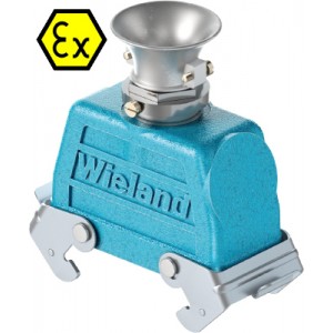 Крышка разъема Ex EX GOT GF24 M25 09IA Z3, Крышка разъема на кабель, типоразмер 24B, взрывозащита, без уплотнителя, 1 кабельный ввод M25x1,5, с разгрузкой на изгиб, IP54, с верхним расположением, с двумя защелками, материал корпуса: цинковый сплав