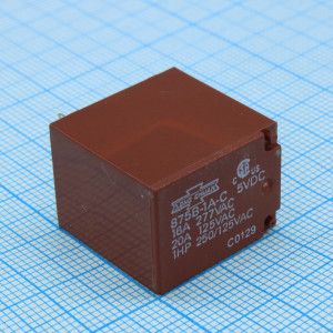 875B-1A-C 05VDC, Реле пайка в плату. Упр.: 5VDC, Потр. мощн.: 0.36W. Комм.: 16A 240VАC, конт.: 1 открытый, размер (LxWxH) мм: 21.0 х 16.0 х 20.6.