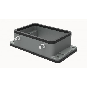 Открытое основание разъема D32A-BK-4g, Основание разъема на панель, открытое, типоразмер 32A, с уплотнителем, без защелок (упоры для двух защелок), без защитной крышки, материал корпуса: алюминиевый сплав