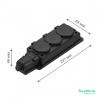 Колодка MultiSet 3х розетка 2К+З 16А/250В IP44 каучуковая черн. SE MST4103BK