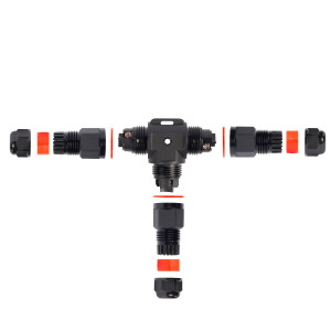 FFC-31/3Р-IP68, Кабельный коннектор ответвитель T-образный герметичный, 3 контакта сечение жил от 0.5 до 4мм2, внешний диаметр кабеля от 6 до 10мм, IP68