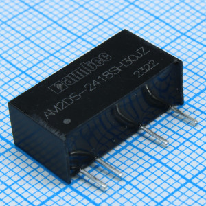 AM2DS-2418SH30JZ, DC/DC, 2Вт, вход 21.6…26.4В, выход 18В/0.011…0.111А, изоляция 3000В DC, КПД 86%, максимальная емкостная нагрузка не более 220мкФ, SIP7, 19.65x7.05x10.16мм, -40…105°C, пластик