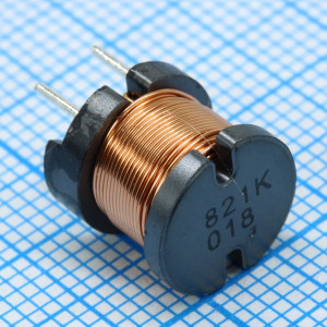 RCH110NP-821K, Силовая индуктивность 820uH ±10% 0.59A 1.3Om радиальная без магнитного экрана