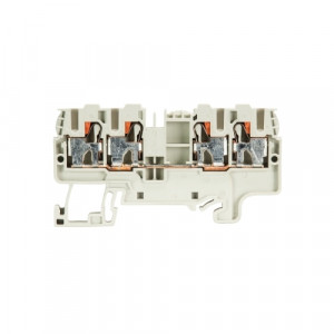 Проходная клемма WTP 2,5/4 D2/2, Проходная клемма, 4 точки подключения, тип фиксации провода: Push-in, номинальное сечение: 2,5/4 мм кв., 32A, 800V, ширина: 5 мм, цвет: серый, тип монтажа: DIN35