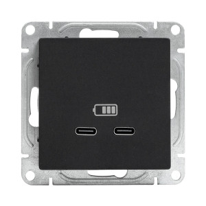 Механизм розетки USB-C - 2шт, ч-рный Эпика EKF UP1-SOB-2USBC