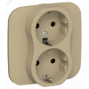 FLITE Розетка 2-местная с заземлением без защитных шторок безвинтовое крепление 16А в сборе РС12-1-А-ФлХ хаки IEK FI-R21A-16-1-K59