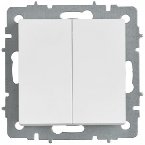 BRITE Выключатель 2-клавишный 10А ВС10-2-0-БрАБ арктический белый IEK BR-V20-0-10-K91