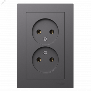 Розетка двойная AtlasDesign без заземл.16А в сборе базальт SE ATN001420