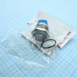 A22-A1-12V с красной подсветкой, Кнопка антивандальная с подсветкой 12В d22 5A 250B (6c) OFF-(ON)/ON-(OFF)