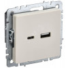 Розетка BRITE USB A+C 18Вт РЮ11-1-БрКр беж. BR-U22-018-K10