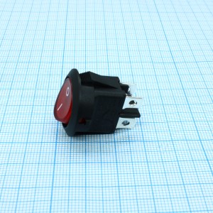 RK2-13D 2X1N B/R"0-", Выключатель клавишный ON-OFF с подсветкой цвет корпуса (черный) цвет кнопки (красный)