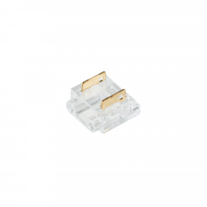 Коннектор COB-MONO-10mm-2pin-STW 046945, Одиночный коннектор для соединения 2-х отрезков открытых светодиодных одноцветных лент COB шириной 10 мм. Материал - прозрачный пластик. Обеспечивает соединение без видимых разрывов. Максимальный допустимый ток 3 А, максимальное напряжение 24 В