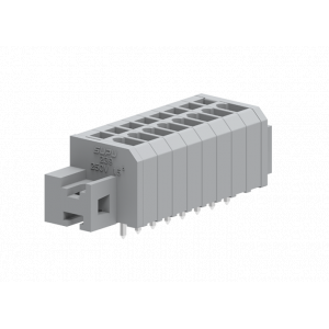 Клемма на плату 239302/010, Клемма, вертикальный подвод кабеля, на плату, шаг: 3.5 мм, 2 полюса, фиксация провода пружинная, исполнение: стандартное, 160V, 17,5A, цвет: серый