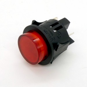 DS SC-7087A-1 ФЧК, кнопка с фиксацией, нормально разомкнутая, черный корпус красная клавиша, подсветка 220В