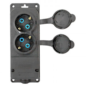 Колодка 2-м 16А IP44 2P+PE 230В с защ. крышками каучук PROxima RPS-018-16-230-44-r