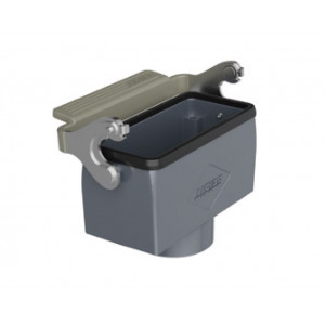 Крышка разъема H16B-CTC-1L-M25, Крышка разъема на кабель, типоразмер 16B, с уплотнителем, 1 отверстие с резьбой для кабельных вводов M25x1,5, с верхним расположением, с одной металлической защелкой, материал корпуса: алюминиевый сплав