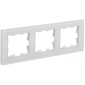 BRITE Рамка 3-мест. РУ-3-2-Бр стекло бел. матовый BR-M32-G-31-K01