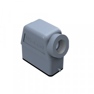 Крышка разъема HD GOT GG 15 M20 50 A2, Крышка разъема на кабель, типоразмер 10A, с уплотнителем, 1 отверстие с резьбой для кабельных вводов M20x1,5, с резьбовым удлинителем, с боковым расположением, без защелки (упоры под одну защелку), материал корпуса: алюминиевый сплав