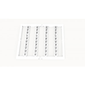 Маркировка (в кассетах) ZW5-40P-19-19Z(H), Кассета с маркировочными шильдиками, для клемм сечением 2,5 мм.кв., верхняя, 40 шильдиков, нанесенные символы: 11...20, с вертикальным расположением, размер шильдика: 4.5 x 4.9 мм, цвет: белый