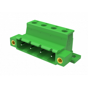 Вилочный разъем на кабель MC-PB7.62H24C-FB-0001, Вилочный разъем, прямой, на кабель, шаг: 7.62 мм, 24 полюса, фиксация провода винтовая, исполнение: с монтажными фланцами и дополнительным креплением на плате, 630V, 12A, цвет: зеленый