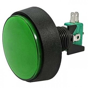 GMSI-1B-C NO(NC)+NC(NO) GREEN, Кнопка круглая с LED подсветкой, цвет зеленый, диаметр 60.5мм, посадочное отверстие 23.5мм, 5А/250В