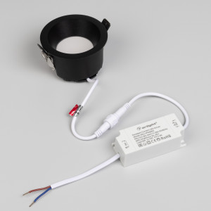 Светильник MS-DROP-BUILT-R84-8W Warm3000 (BK, 85 deg, 230V) 041493, Встраиваемый светильник даунлайт. Мощность 8 Вт, св. поток 610 лм, 76 лм/Вт, тёплый 3000 K, CRI>90, угол 85°, напряжение питания 230 В. Чёрный круглый корпус из алюминия, степень защиты IP54. Размер: диаметр 84 мм, высота 49 мм. Монтаж встраиваемый, устан