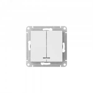 ATLASDESIGN 2-клавишный ВЫКЛЮЧАТЕЛЬ с подсветкой, сх.5а, 10АХ, быстрозажимные клеммы, БЕЛЫЙ ATN000153S