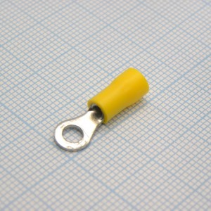 RV1.25-3.7M  Yellow, наконечник кабельный кольцевой с изоляцией d=3.7мм, сеч. пров.0.5-1.5мм2