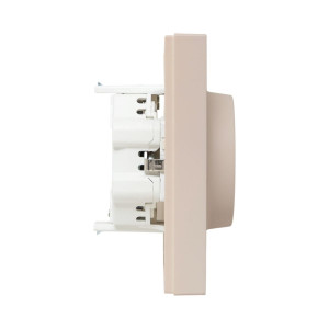 Механизм розетки двойной, 16А, с заземлением, со шторками, с рамкой, кремовый Эпика EKF UP1-SOI-211