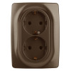 12-2106-13 Розетка 2X2P+E Schuko, 16A-250В, IP20, 2, бронза (10/100/1600) Б0031235