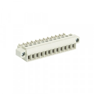 Розеточный разъем на кабель 8513 B/12 F, Розеточный разъем, угловой, на кабель, шаг: 3.5 мм, 12 полюсов, фиксация провода винтовая, исполнение: с маркировкой, с монтажными фланцами, 250V, 8А, цвет: серый