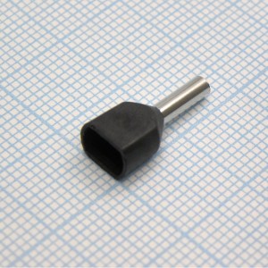 TE  1508 Black, наконечник кабельный торцевой сдвоенный трубчатый с изоляцией, L=15.5/8мм, провод 2х1.5мм2