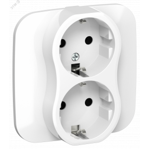 FLITE Розетка 2-местная с заземлением без защитных шторок 16А в сборе РС12-0-А-ФлБ белый IEK FI-R21A-16-K01
