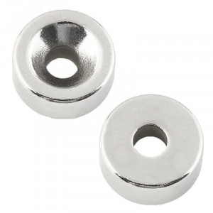 Магнит неодимовый диск 20х5 мм с зенковкой 10х4,5 мм (2 шт/уп), Магнит неодимовый