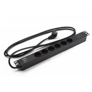 Блок розеток 6-м 16А SHE19-6SH-S-2.5EU Schuko горизонт. с выкл. шнур 2.5м 397026