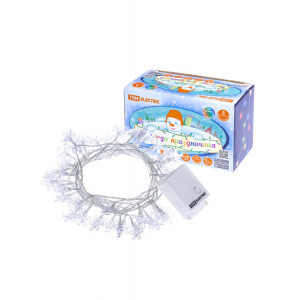 Гирлянда светодиодная "Снежинки" 50LED, 5м, 8 режимов, многоцвет., прозр. шнур, 250 В, SQ0361-0047