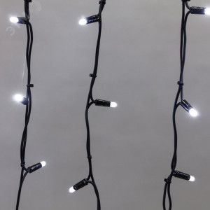 Гирлянда светодиодная "Айсикл" (бахрома) 4х0.6м 128LED бел. 10Вт 230В IP67 провод каучук черн. 255-225