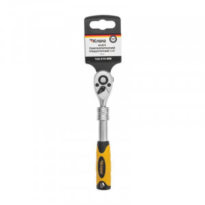 Ключ телескопический трещоточный 1/4, 162-210мм, CrV, двухкомпонентная рукоятка KR-12-8413