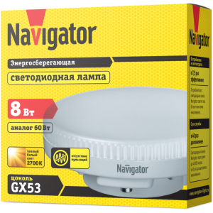 Лампа светодиодная 71 362 NLL-GX53-8-230-2.7K 8Вт таблетка 2700К тепл. бел. GX53 600лм 220-240В 71362