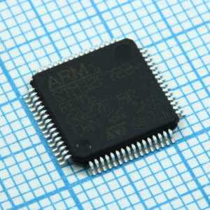 STM32F722RET6, Микроконтроллер 32-бит ядро ARM Cortex M7 RISC 512кБ Флэш-память 3.3В 64-Pin LQFP лоток