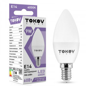 Лампа светодиодная 9Вт С37 4000К Е14 176-264В (TKL) TKL-C37-E14-9-4K