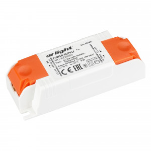 Блок питания ARJ-KE24500 (12W, 500mA) 026827, Источник тока с гальванической развязкой для светильников и мощных светодиодов. Входное напряжение 220-240 VAC. Выходные параметры: 12-24 В, 500 mА, 12 Вт. Встроенный PFC >0.5. Негерметичный пластиковый корпус IP 20. Габаритные размеры длина 86 мм, ширина