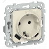 FLITE Розетка 1-местная с заземлением с защитными шторками 16А с USB A+C 20Вт безвинтовое крепление РСЮшс11-1-ФлСл сливочный IEK FI-R14-16-1-U22-020-K86